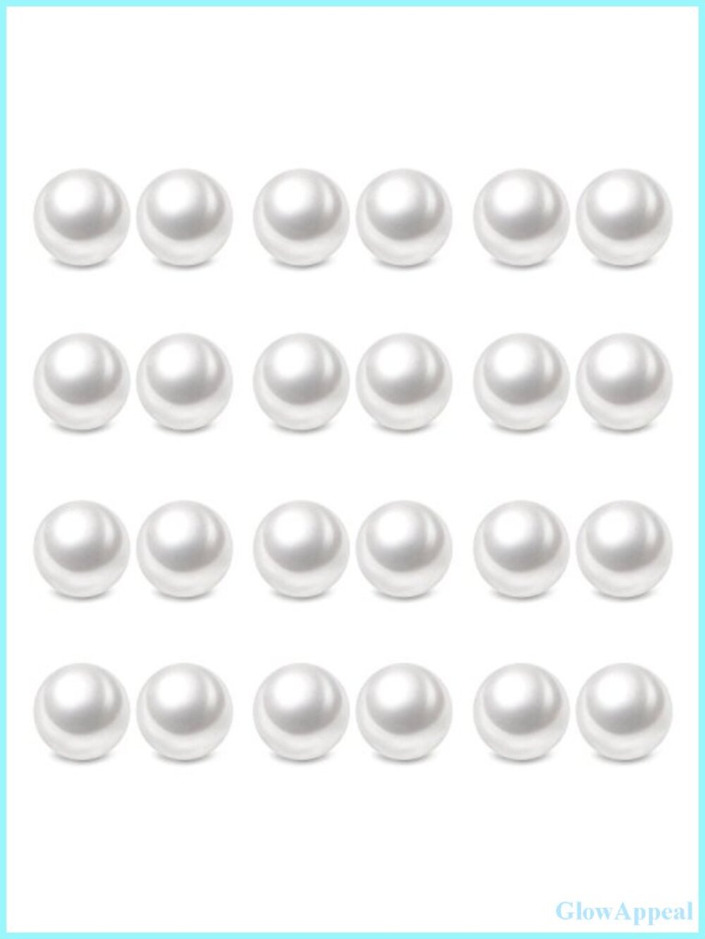 12 Pairs White Pearl Stud Earrings Set, Hypoallergenic Stainless Steel, 8mm